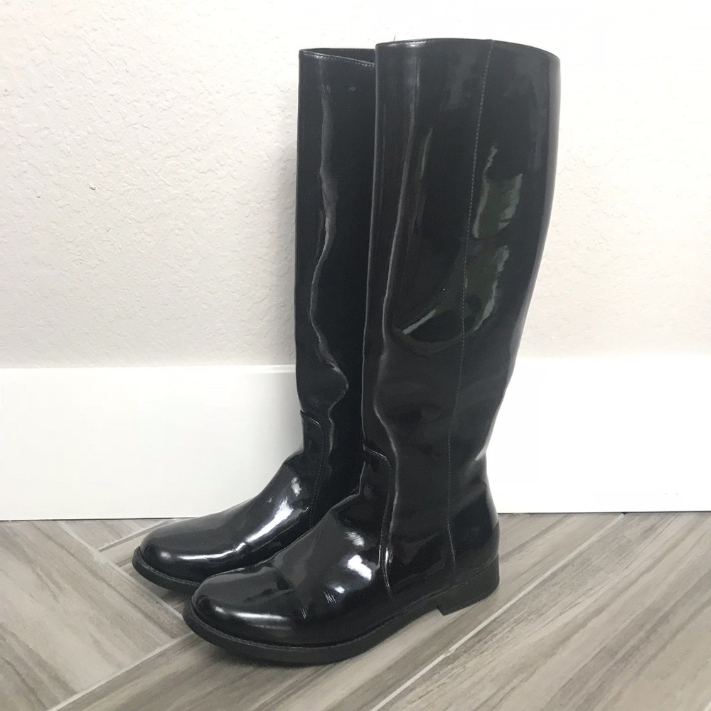 Aquatalia Black Patent Leather Rain Boots Size 6.5
